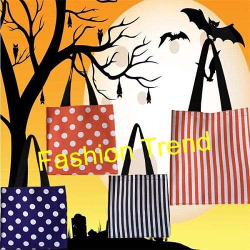 200pcs/lot Monogram personalize treat or trick halloween totes new style 4 colors stripe polka dot children candy halloween bags