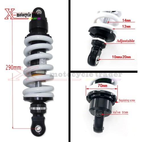 1000LBS adjustable damping 290mm rear shocks absorber/suspension for 110/125/140/150/160cc KLX110 CRF50/70 Dirt Pit Bikes