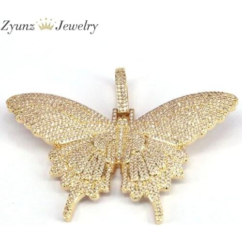 3PCS, Gold Color CZ Butterfly Pendant, White Cz Charm Butterfly, Micro Pave CZ Butterfly Charms, Pave CZ Butterfly Pendants