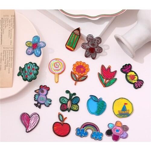 30pcs/lot color pattern print cartoon flowers/candy/fruit/animals shape acrylic beads diy jewelry earring/garment accessory