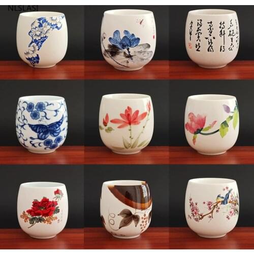 4 pcs/set Jingdezhen Ceramic Teacup Tea bowl Hand Painted Coffee Wine Cups Blue and white Tea set Drinkware Supplies 220ml