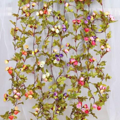 42 Heads Artificial Eucalyptus Vine Garland Hanging Rattan Vertical Garden white Fake Plants Leaves Wedding Backdrop Wall Decor