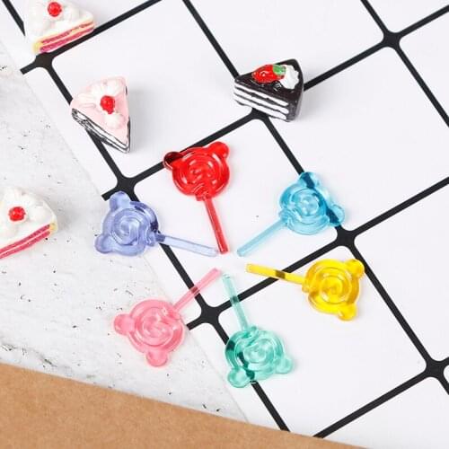 6Pcs Mini Resin Food Bear Shape Lollipop Simulation For Dollhouse Miniature Toy Doll 1:12 Scale Kitchen Gift Doll Accessories