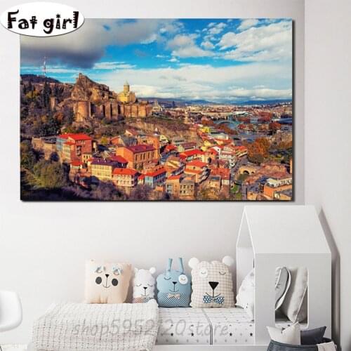 Tbilisi Georgia Cityscape diamond painting 5D DIY Wallpaper Art Canvas Painting mosaic cross stitch hand drill embroidery kits