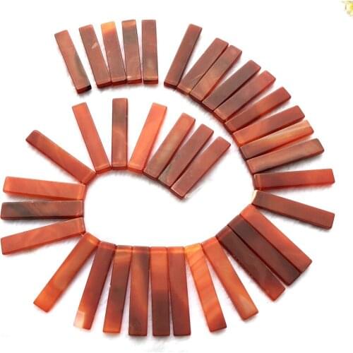 Natural Red Agat e Carnelia Beads,Long Strip Beads 10x50mm Blade,Necklace Jewelry DIY Finding,Top Drilled,1string of 38ps