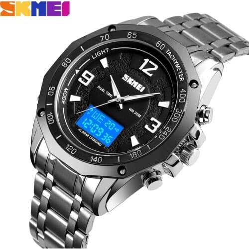 SKMEI Fashion Sport Watch Digital Wristwatches Men Week Dual Display Waterproof Luminous Black color relogio masculino 1504