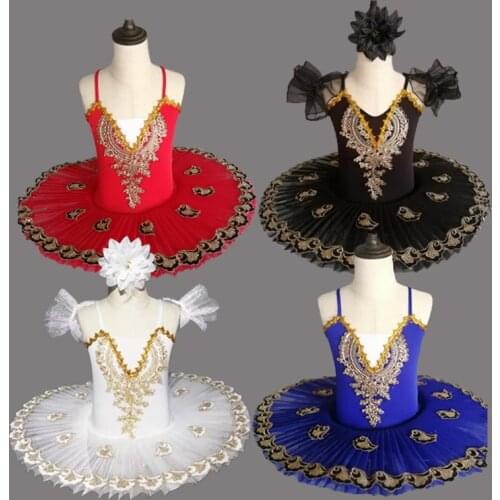 Children ballet skirt costumes little swan dance tutu skirt suspenders girls art performance costumes