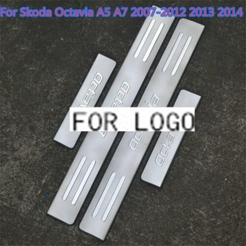 For Skoda Octavia A5 A7 2007-2012 2013 2014 car accessories stainless steel door sill scuff plate welcome pedal 4pcs per set