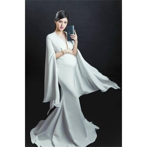 2021 Pregnant women photo clothing new studio maternity trailing white dress photography pregnant women clothing