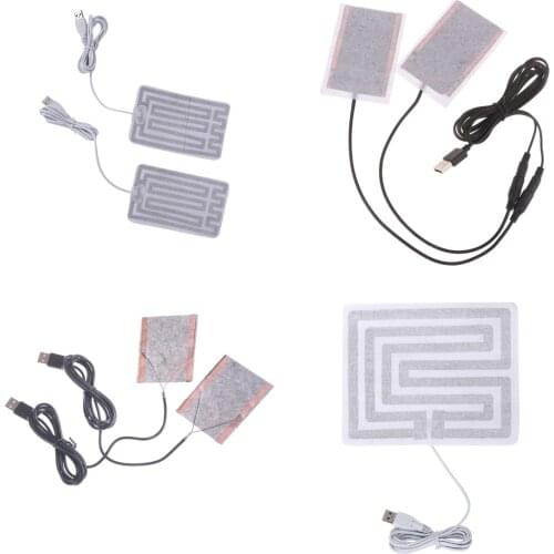 New 1/2pcs 2-12V Carbon Fiber Heating Pad Hand Warmer USB Heating Film Electric Winter Infrared Fever Heat Mat Different Sizes