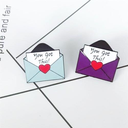 Hot New Cartoon Envelope Love Brooch You Got This Love Letter Pin Man Woman Couple Each Other Confession Jewelry Brooch