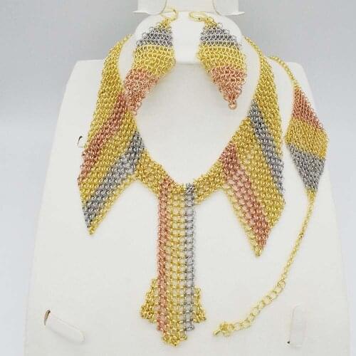 Dubai Gold Jewelry 3 color Sets Nigerian Wedding African Beads Crystal Bridal Jewellery Set Rhinestone Ethiopian Jewelry parure