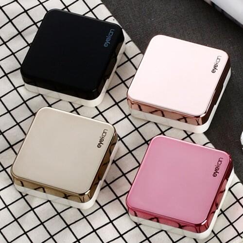 1Pcs Colored Contact Lens Case With Mirror Women Man Unisex Contact Lenses Box Eyes Contact Lens Container Lovely Travel Kit Box