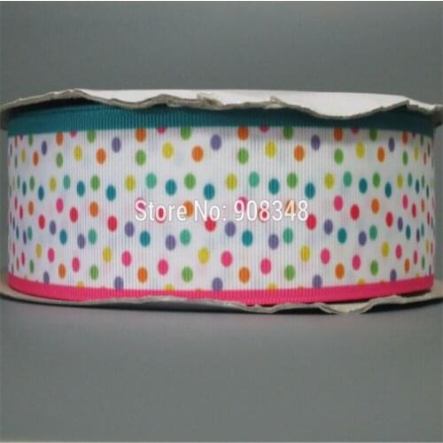 Pick Size 9 16 25 38 50 75 mm width Colors dots spots Printed Grosgrain Ribbon Hair Bows Accessories R440