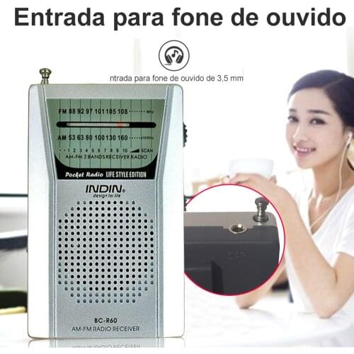 Weather Radio Station Headphone Alarm Clock BC-R60 Portable AM FM Radio AA Battery Operated with Loud Speaker Headphone