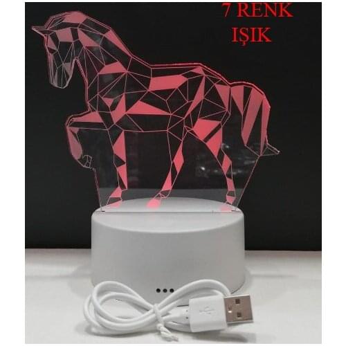 Unicorn Horse 3D night light Lighted 2 Gift,love,family,friendship,celebration,fun, joke, Cute ,Ships from Turkey