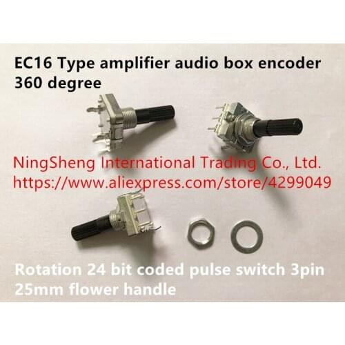 Original new 100% EC16 type amplifier audio box encoder 360 degree rotation 24 bit coded pulse switch 3pin 25mm flower handle