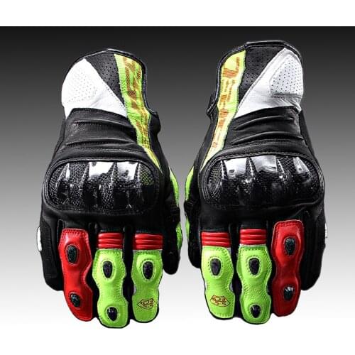 SSPEC Motocross Glove Genuine Leather Carbon Fiber Motorcycle Glove Full finger Racing guantes de moto luvas de motocicleta