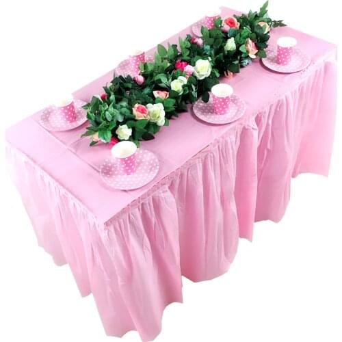 Plastic Table Skirt Cover Soild Color Table Skirt Table Cloth Tableware Cloth For Birthday Baby Shower Wedding Party Decoration
