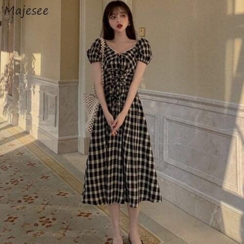 Short Sleeve Dress Women Plus Size 4XL Lace V-neck Lace-up High Waist French Stylish Vintage Elegant Lady Retro Korean Fashion