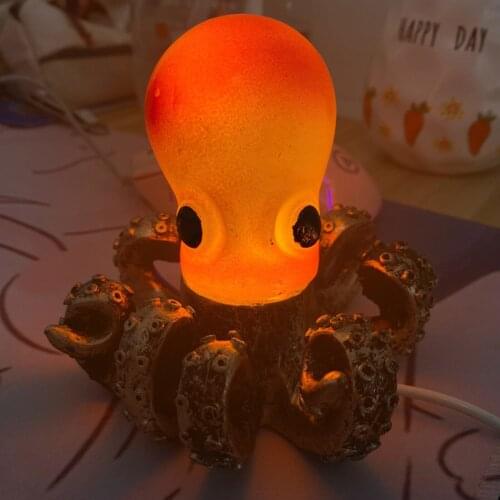 Octopus Bedside Table Lamp Bedroom Desktop Nightstand with USB Ports Classic Bar Club Night Light for Dorm Kids Room Home
