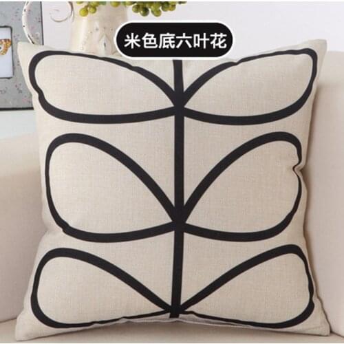 Simple Style Flower Printed Decorative Pillow Cover Square Cushion Cover Cotton Linen Sofa Square Throw Pillows Case