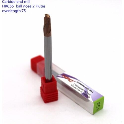 R3*6*75 of 2 flutes ball nose HRC55 milling cutter carbide end mills tungsten CNC knife CNC tool
