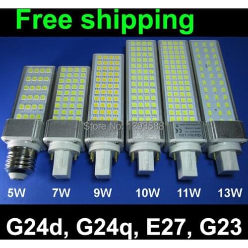 Real power 2 pins g24d-1 g24d-3 g24d-3 led pl bulb Lamp 5W 7W 9W 10W 11W 12W 13W 14W cc driver SMD5730 2835 led light AC85-265V