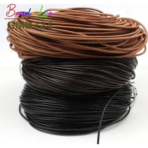 1/1.5/2/3mm 5M Real Genuine Leather Cords Round Rope String For Handmade DIY Bracelet Necklace Jewelry Making Craft Accessories