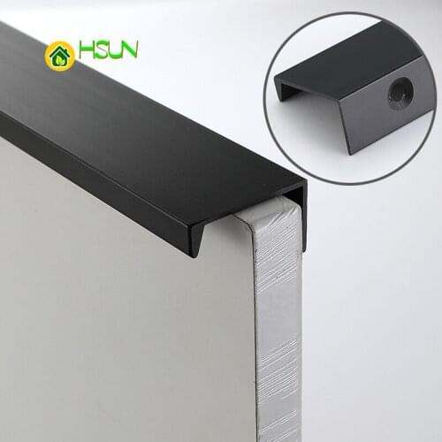 Hidden Drawer Cabinet Cupboard Handle Knob Metal Black Pull Door Handle Long Size