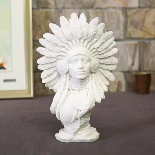 Sandstone Sculpture Indio Americano Ornament Gypsum Greek Bust Sculpture Craft Art Gallery Aesthetic Home Decor Christma Present
