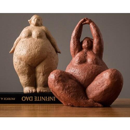 One Piece Resin Statue Fat Woman Model Home Decoration Accessories For Living Room Modern Sculpture Abstract Office Desk Decor