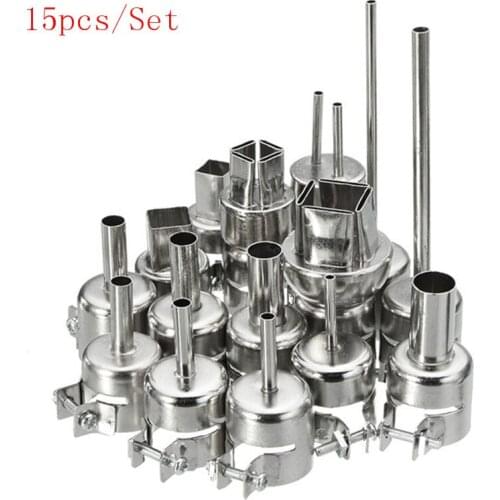 15pcs/Set 852 850 Nozzle Hot Air Stations Gun Rework BGA Stainless Steel Nozzles For Soldering Stations