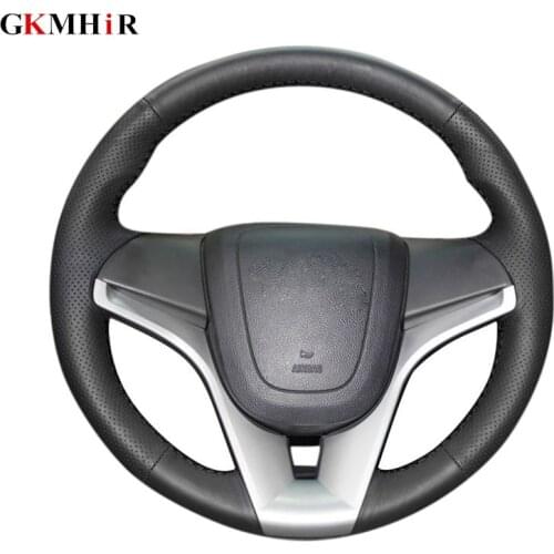 Black Artificial Leather Car Steering Wheel Cover for Chevrolet Cruze Aveo Special hand-stitched Steering Covers