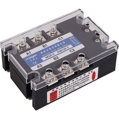 120A Three phase Solid state relay (MGR-3 A48120 Z) AC control AC 70-280VAC To 480VAC Free shipping With protective covers SSR 1