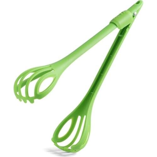 1pc Solid Color Plastic Kitchen Whisk Dual-Use Manual Egg Whisk Food Tongs For Baking Kitchen Cooking Tools Accessories