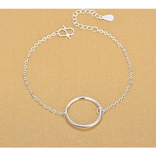 Fashion Elegant Big Circle Charm Bracelets For Women 925 Sterling Silver Jewelry Gifts