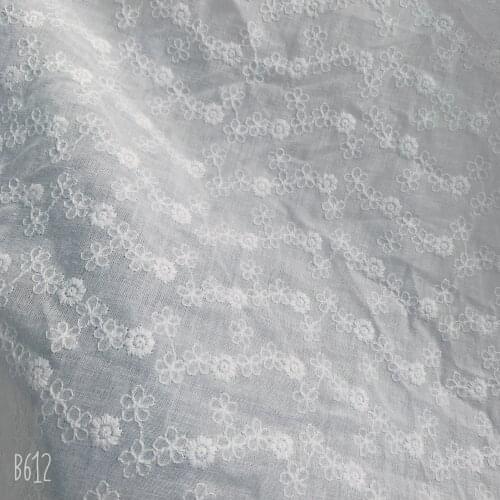 100%Cotton Cloth Small Flower Full Embroidered Lace Fabric Handmade DIY Clothes Accessories Width 130cm 1Yard