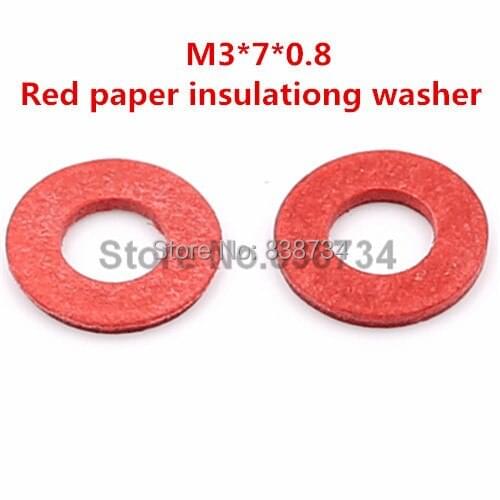 1000pcs m3*7*0.8 flat red paper insulating washer for computer accessories