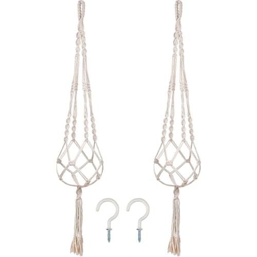 2 Pack Macrame Plant Hangers with Hooks Hanging Plant Flower Pot Holder for Home Garden Office