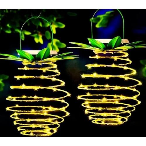 2Pack LED Pineapple Solar Light Outdoor,Waterproof Hanging Solar Lantern,Sensor Solar Lights for Garden Walkway Patio Decoration