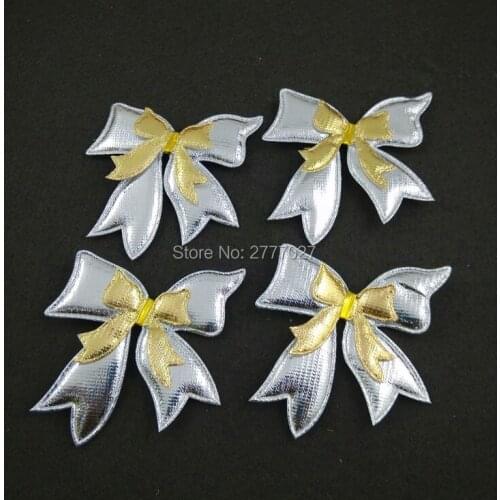 20pcs 10.0CM PB56 Kids Like Cute DIY Accessories Jewelry On Wall Decoration Materials On Christmas Trees With Silvery Double Bow