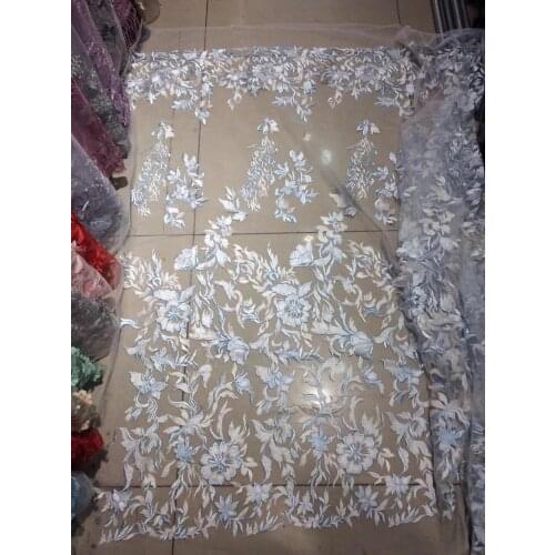 2018 New pattern 5yards/bag ZX035# 2colors flower mesh lace fabric for bridal wedding dress/sawing Free shipping