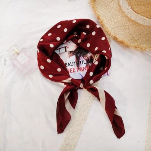 2020 new DOT Multipurpose tie Satin square Hairband women Silk twill scarf ladies foulard femme Square towel bufanda shawl