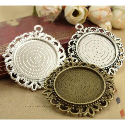 6pcs Necklace Pendants Setting Cabochon Cameo Base Tray Bezel Blank Fit 25mm Cabochons Jewelry Making Findings