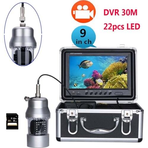 9 Inch DVR Recorder 15m 30m Underwater Fishing Video Camera Fish Finder Color Waterproof 22 LEDs 360 Degree Rotating Came
