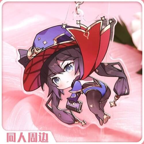 Game Genshin Impact Mona Acrylic Keychain Bag Charm Pendant Cute Keyring Cartoon Toy Cosplay Xmas Gift