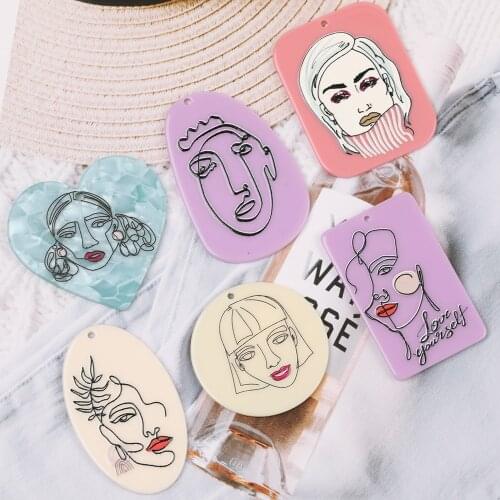 HAOSAW 4Pcs Jewelry Accessories/Pendant/DIY Charms/Graffiti effect/Earrings Making/Hand Made/Jewelry Findings & Components