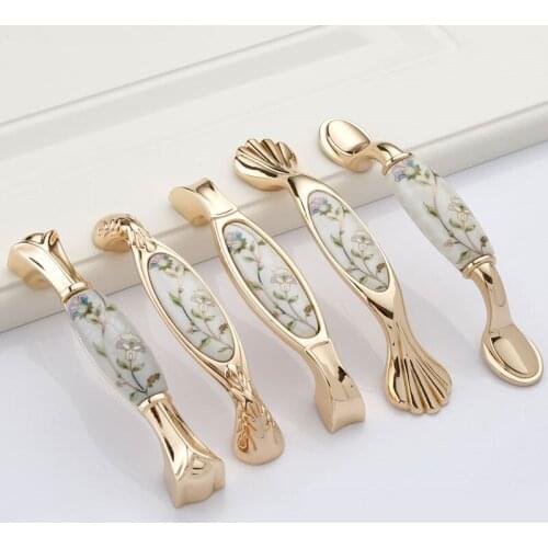 Antique Ceramic Cabinet Handles Chinese Vintage Drawer Knobs Wardrobe Door Handles European Furniture Handle Hardware
