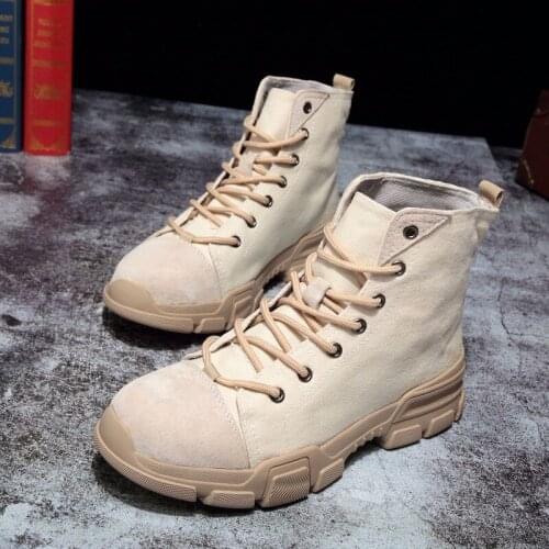 Boots Leisure Canvas Shoes Men High Top Ankle Boots Male Flat Footwear Shoes Fashion Spring Autumn Winter Casual Shoes U6-37